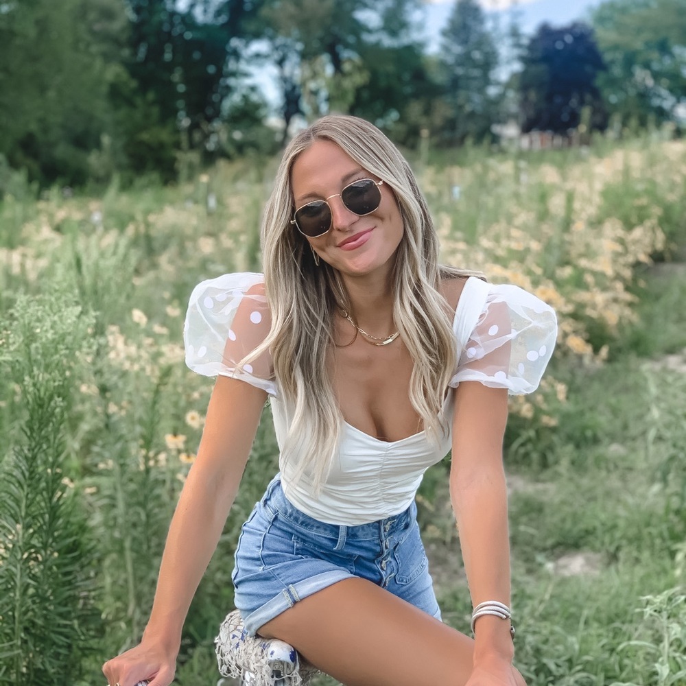 white puff sleeve bodysuit